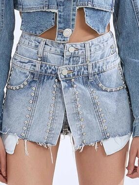 Shop Michella Studded Jean Skort